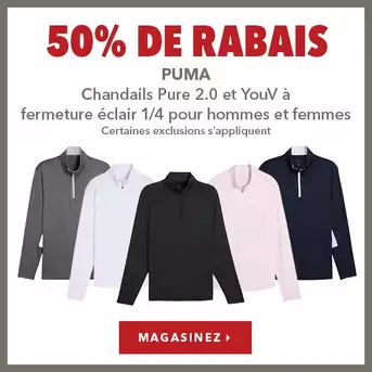 Puma Men's & Women's Pure 2.0 & YouV 1/4 Zips - 50% Off