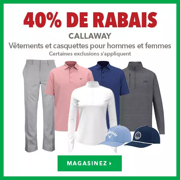 Vêtements, casquettes et chapeaux Callaway pour hommes et femmes – 40% de rabais