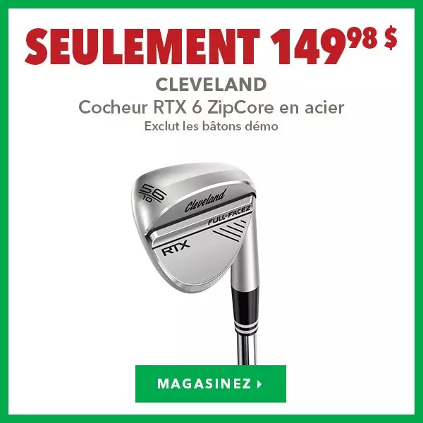 Cocheur Cleveland RTX 6 ZipCore avec tige en acier – Seulement 149,98 $