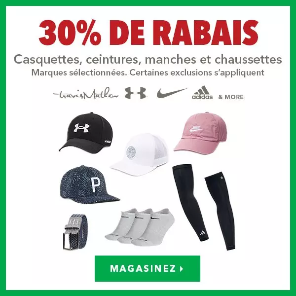 Sélection de casquettes et chapeaux, ceintures, manches et chaussettes – 30% de rabais