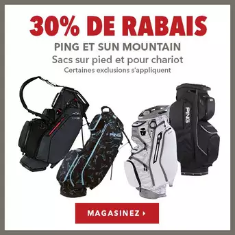 Sacs sur trépied et pour chariot Ping et Sun Mountain – 30% de rabais