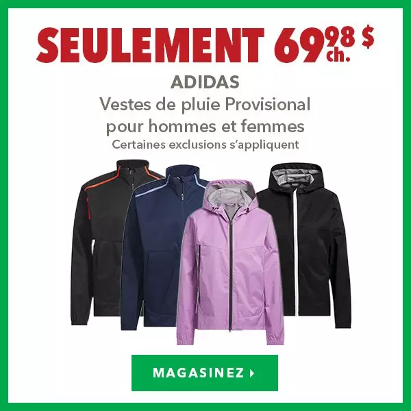 Vestes de pluie adidas Provisional pour hommes et femmes - Seulement 69,98$ ch.