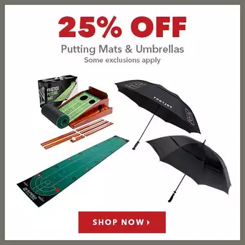 Putting Mats & Umbrellas - 25% Off
