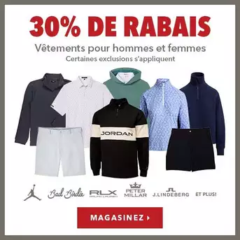 Vêtements sélectionnés pour hommes et femmes – 30% de rabais