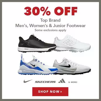 Top Brand Men's, Women's & Junior Footwear - 30% Off
