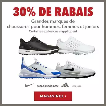 Chaussures pour hommes, femmes et juniors de grandes marques – 30% de rabais