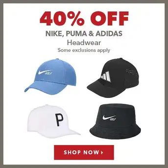 Nike, Puma & Adidas Headwear - 40% Off