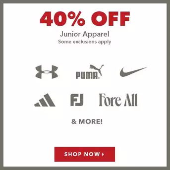 Junior Apparel - 40% Off