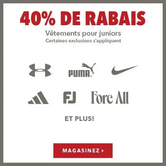 Vêtements pour juniors – 40% de rabais