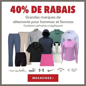 Vêtements pour hommes et femmes de grandes marques – 40% de rabais