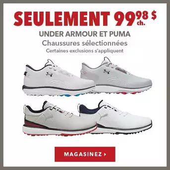 Chaussures Under Armour et Puma sélectionnées – Seulement 99,98 $ ch.