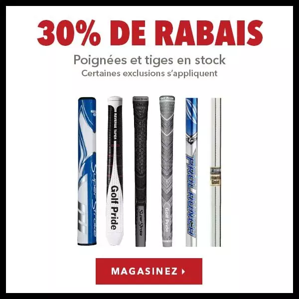 Tiges et poignées en stock – 30% de rabais