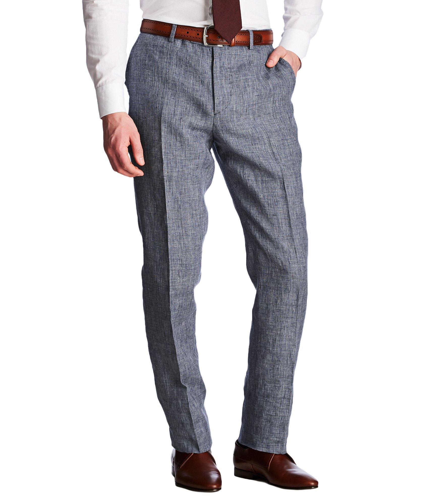 Slim Fit Glen Check Linen Pants image 0