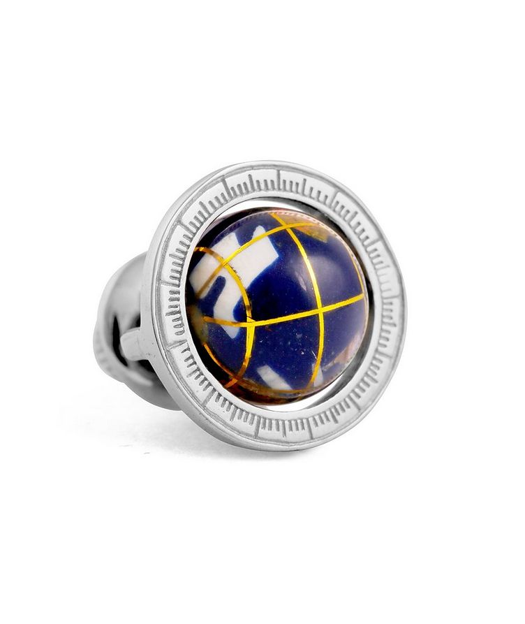 Rotating Globe Silver Pin  image 0