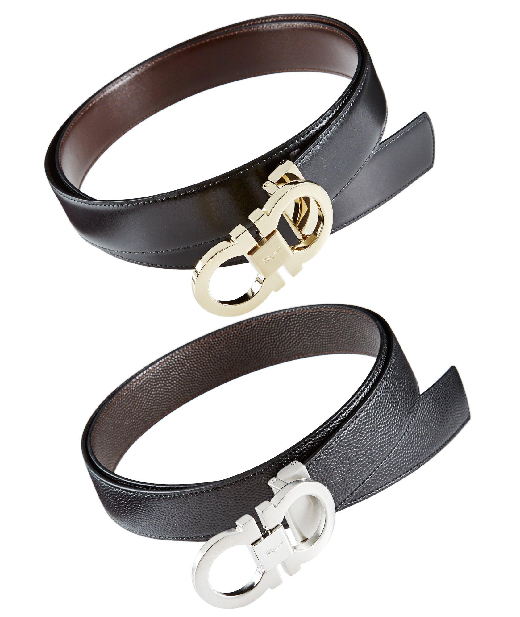 Reversible Gancini Leather Belt Set image 0