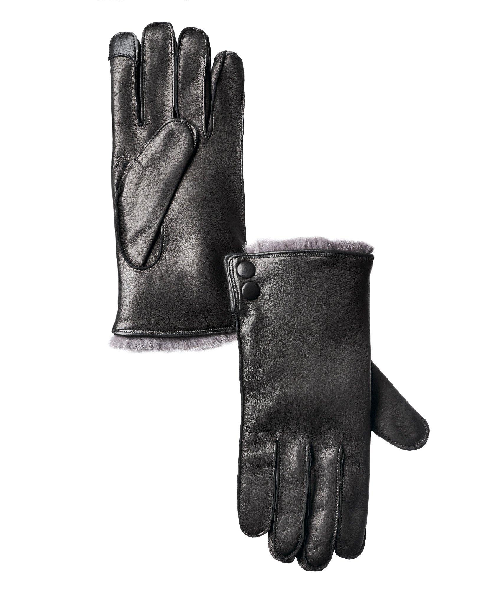 Rabbit Fur & Leather Gloves image 0