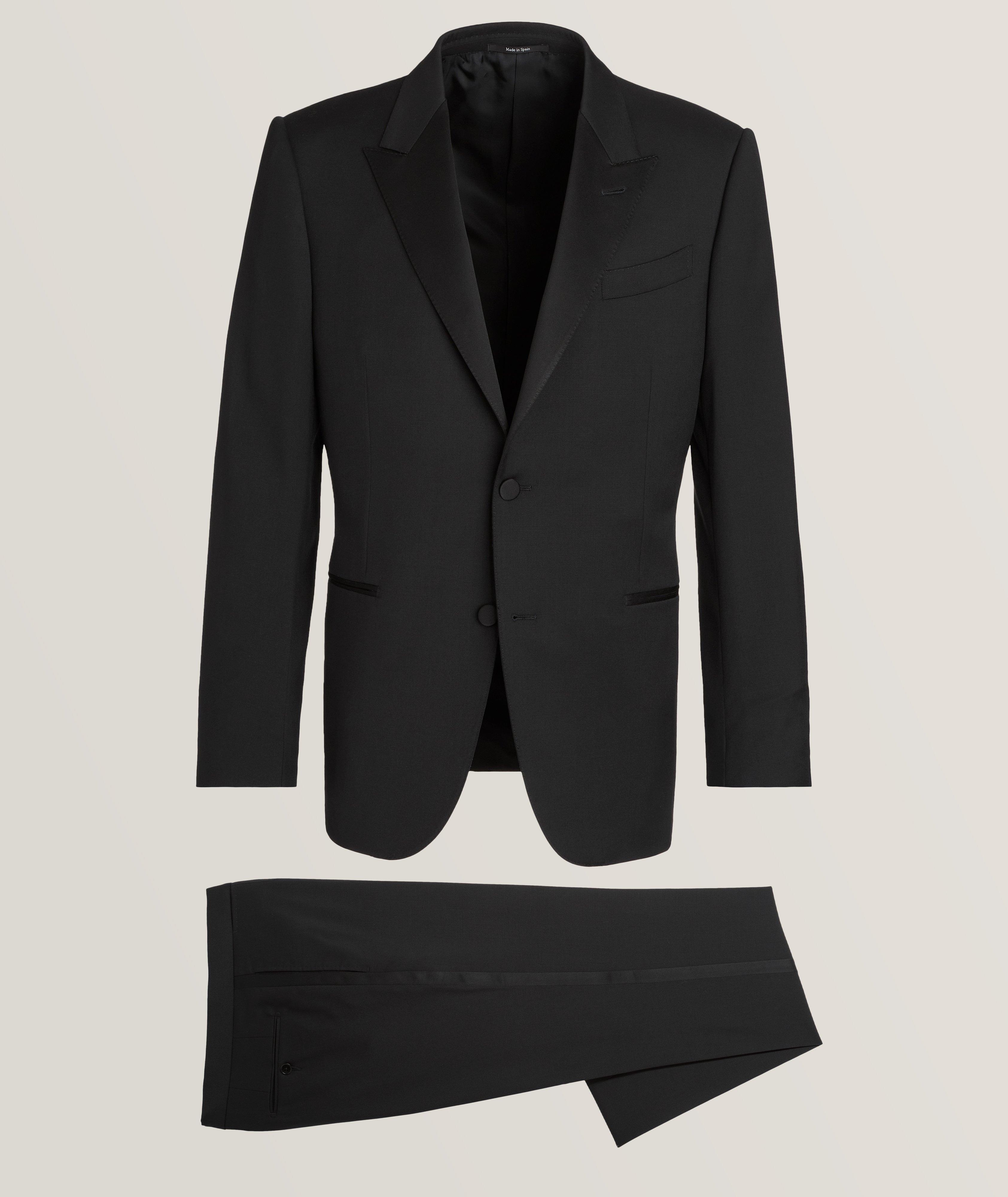 Black Satin Slim Fit Tuxedo Pants w/ Satin Back Pocket