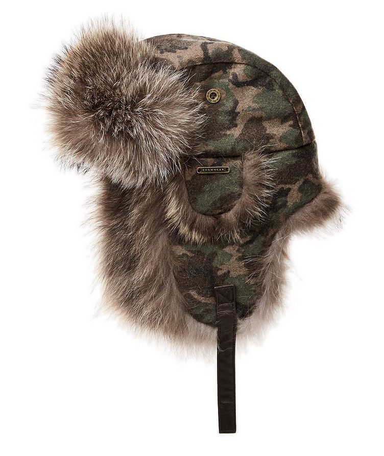 Camouflage & Fur Aviator Hat image 0