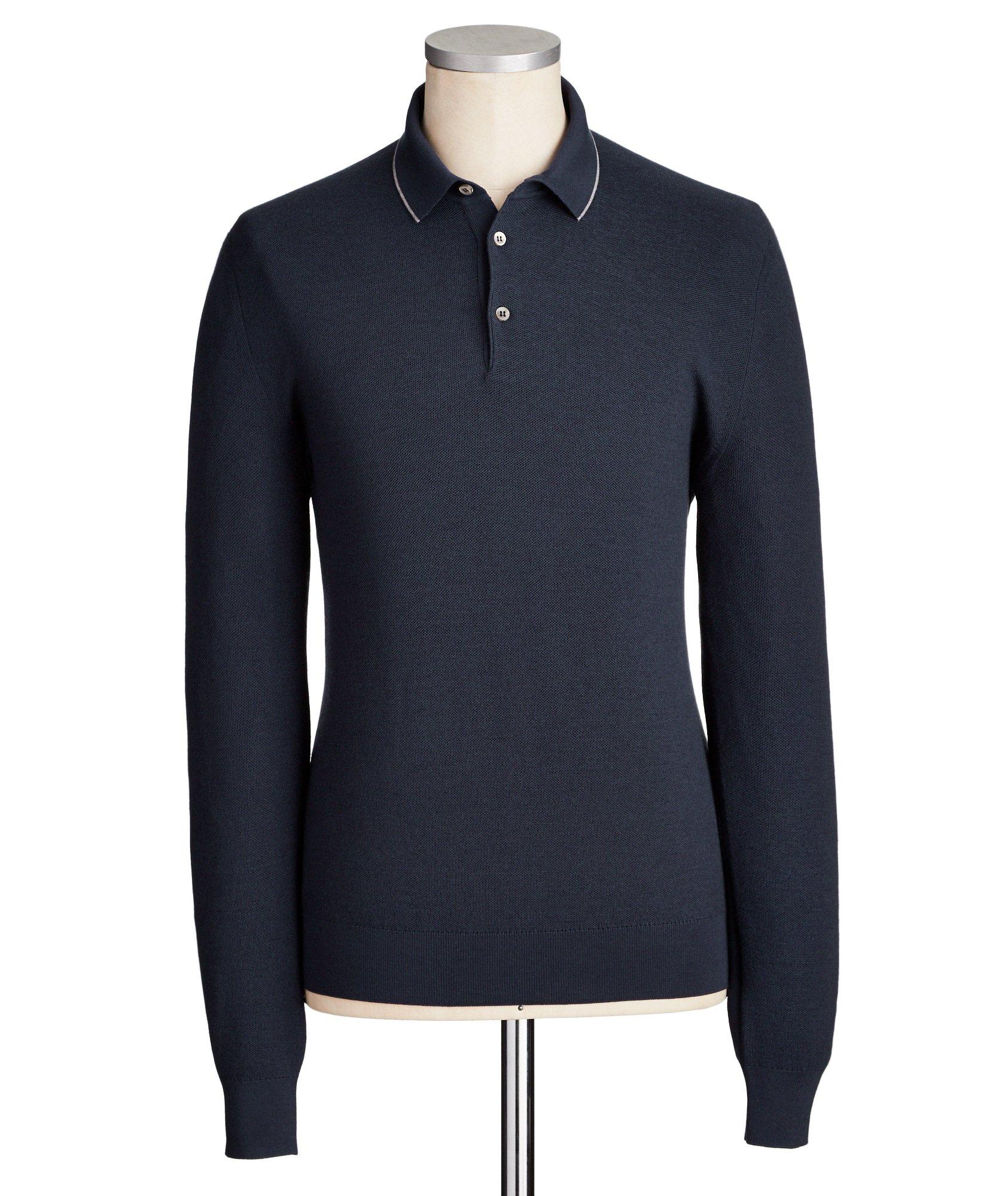 Long-Sleeve Virgin Wool & Cashmere Polo image 0