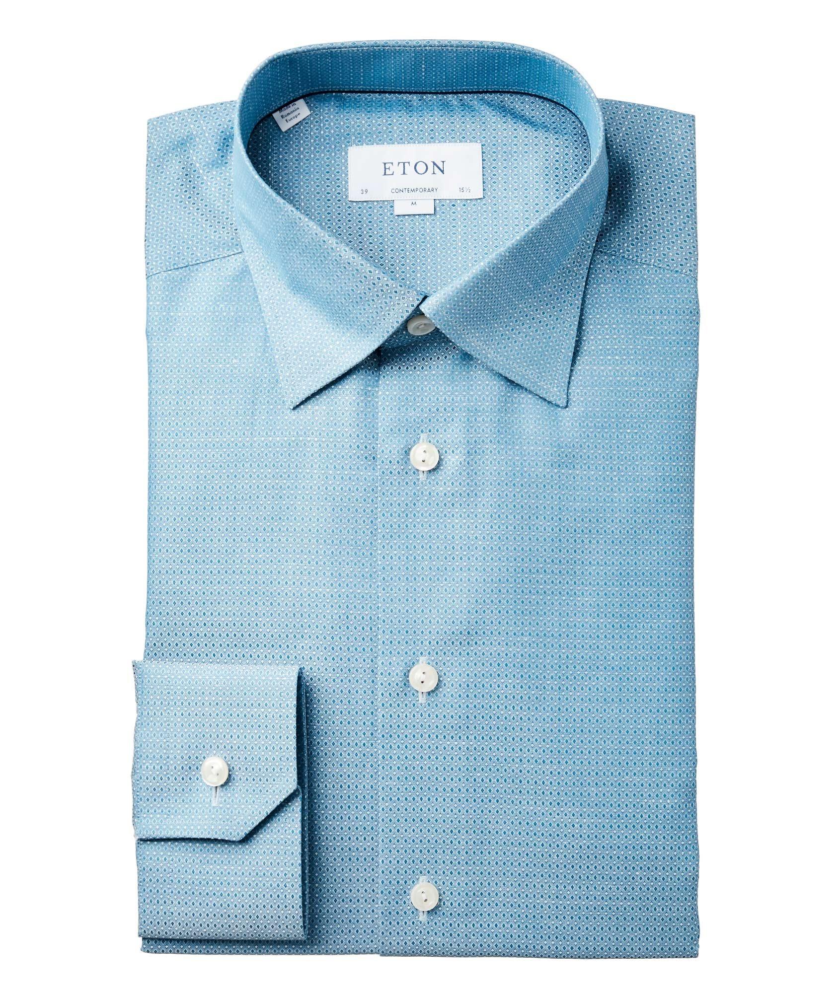 Contemporary Fit Cotton-Linen Patterned Dress Shirt image 0