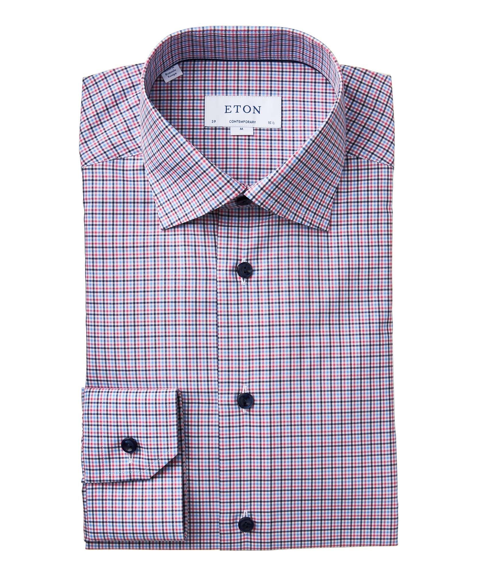 Contemporary Fit Checked Cotton Dress Shirt image 0