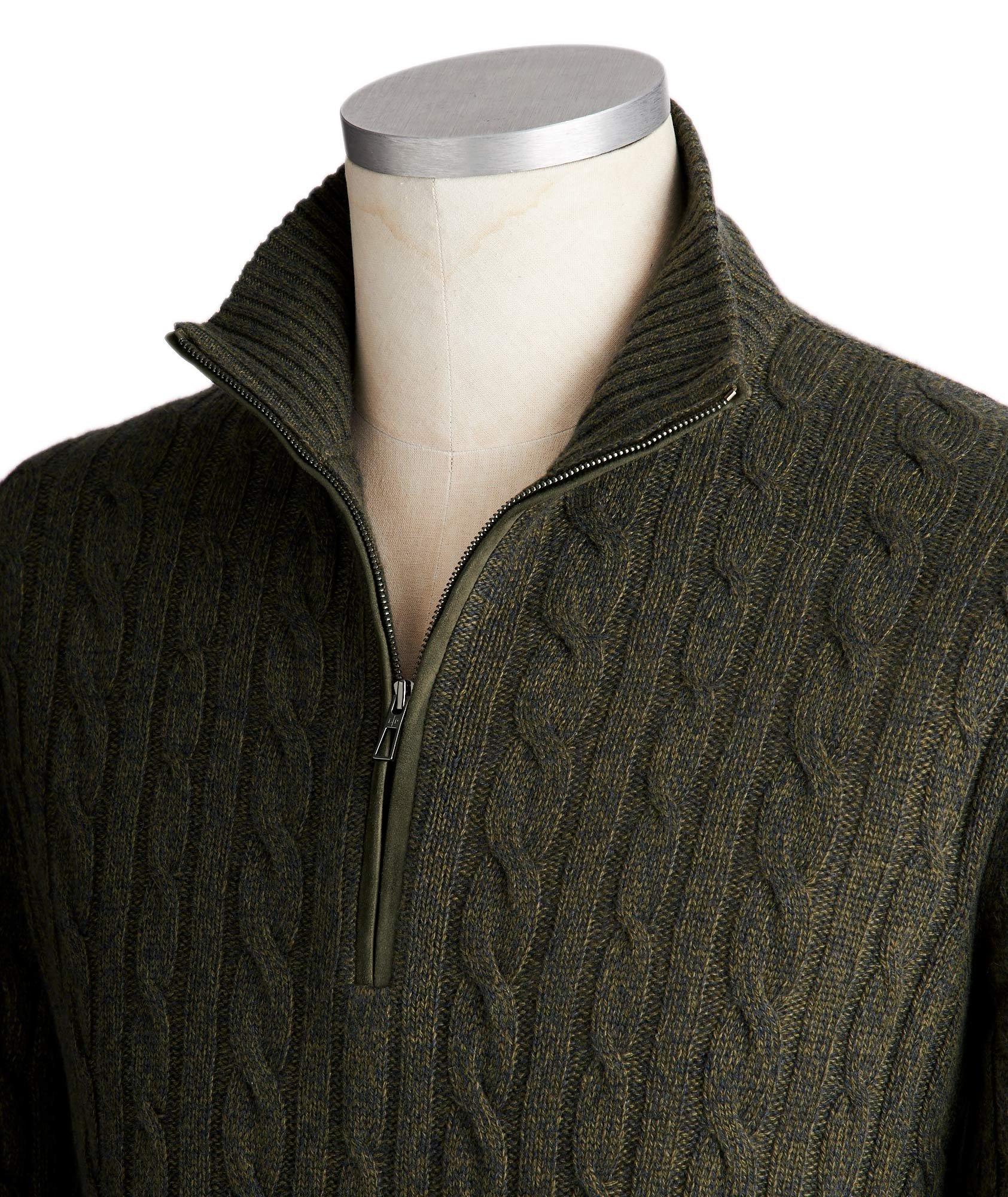 Half-Zip Baby Cashmere Cable Knit Sweater image 1