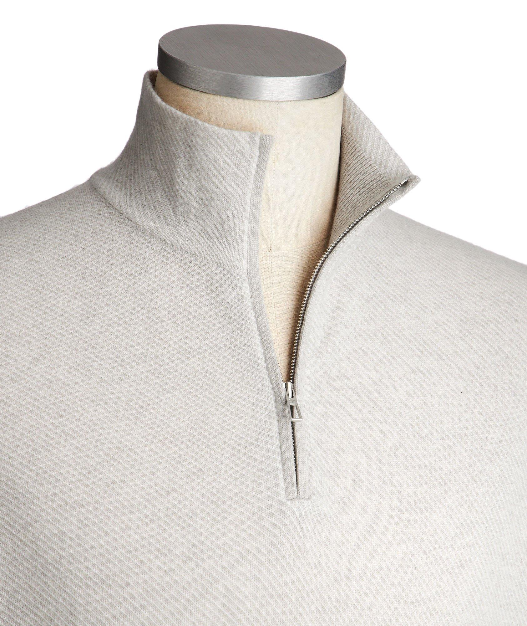 Half-Zip Diagonally Striped Cashmere Sweater image 1
