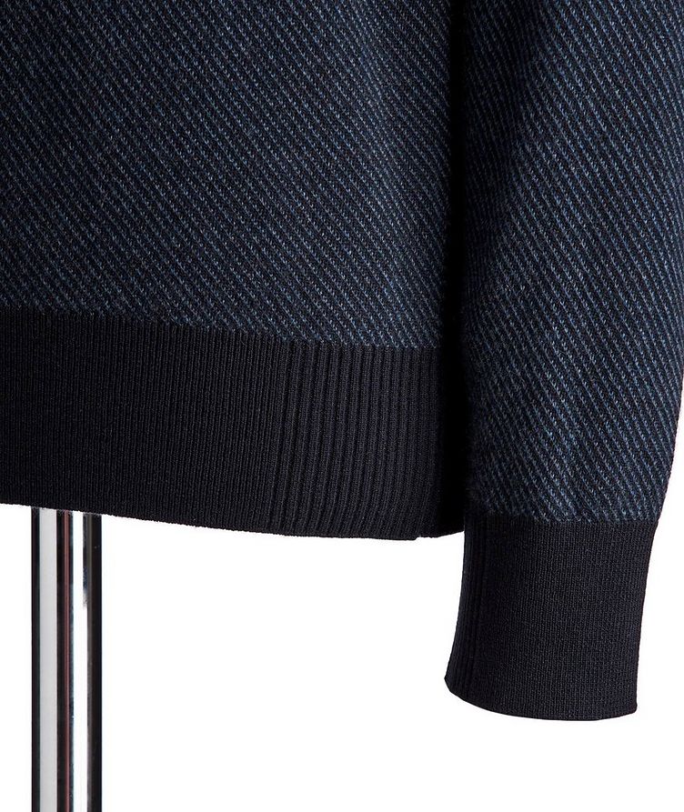 Half-Zip Diagonally Striped Cashmere Sweater image 2