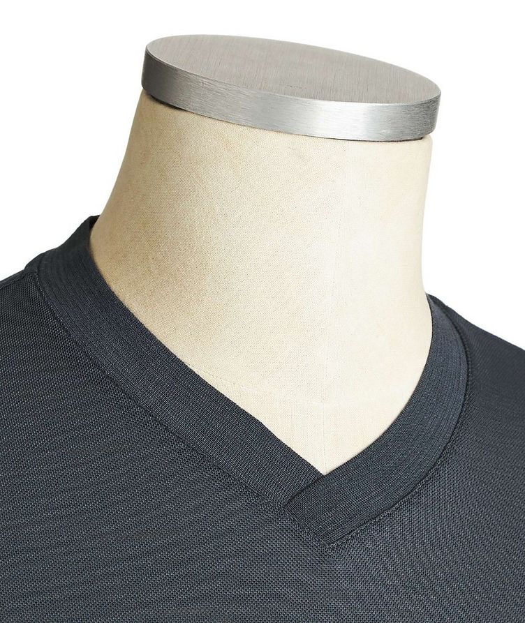 Piqué Virgin Wool V-Neck T-Shirt image 1