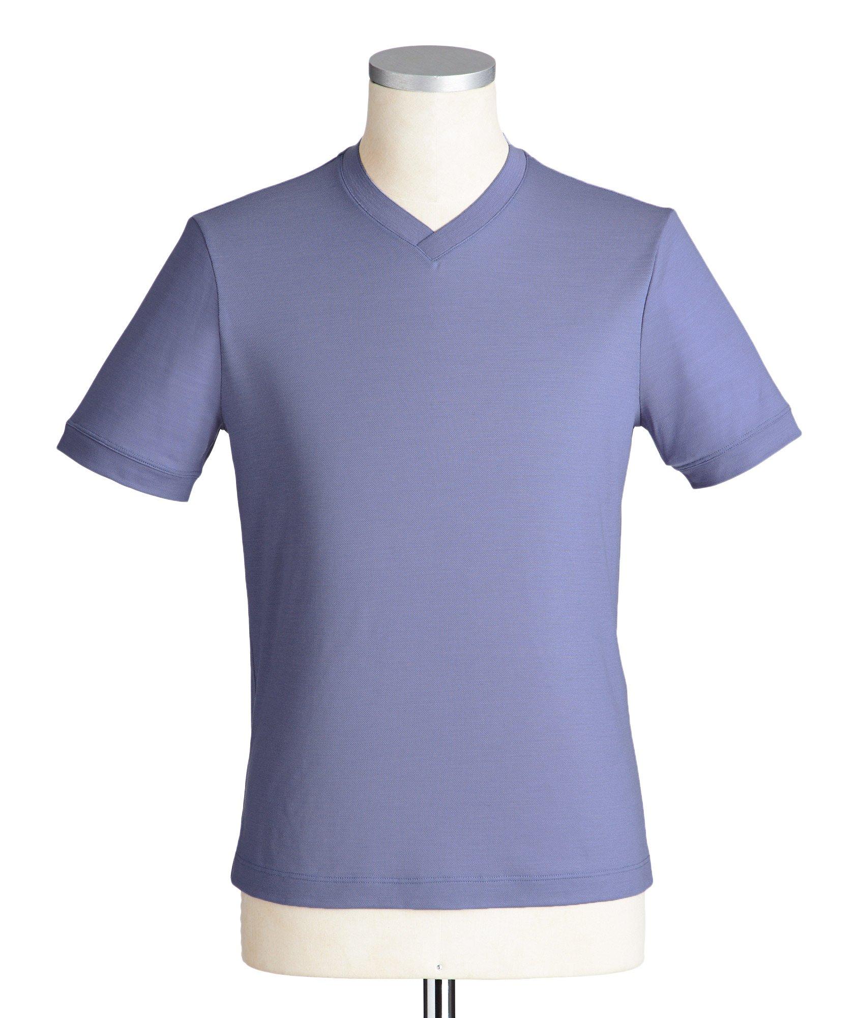 Piqué Virgin Wool V-Neck T-Shirt image 0