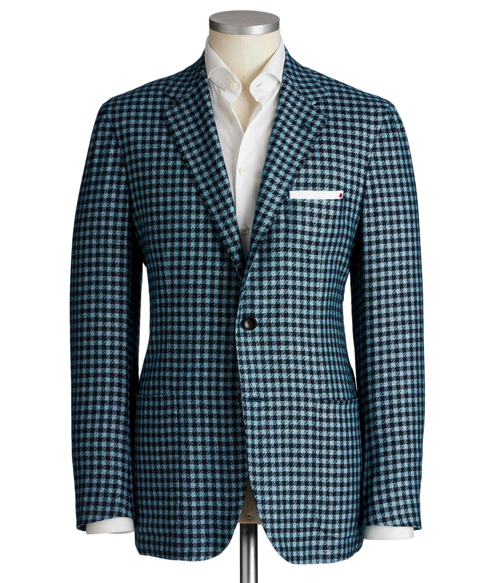 Contemporary Fit Gingham-Check Silk-Cashmere Sports Jacket image 0