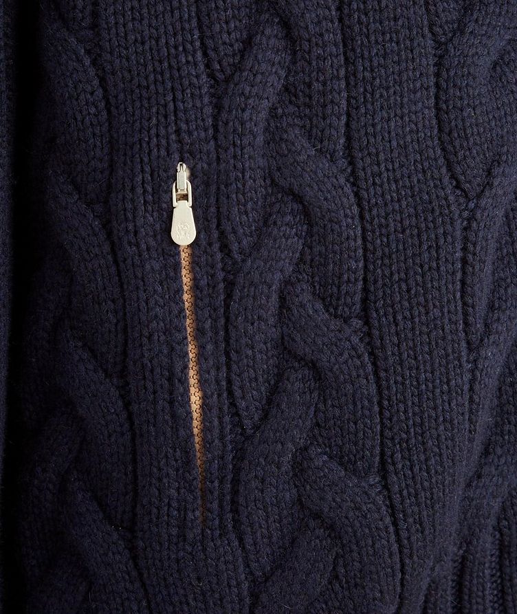 Zip-Up Cable Knit Cashmere Cardigan image 2