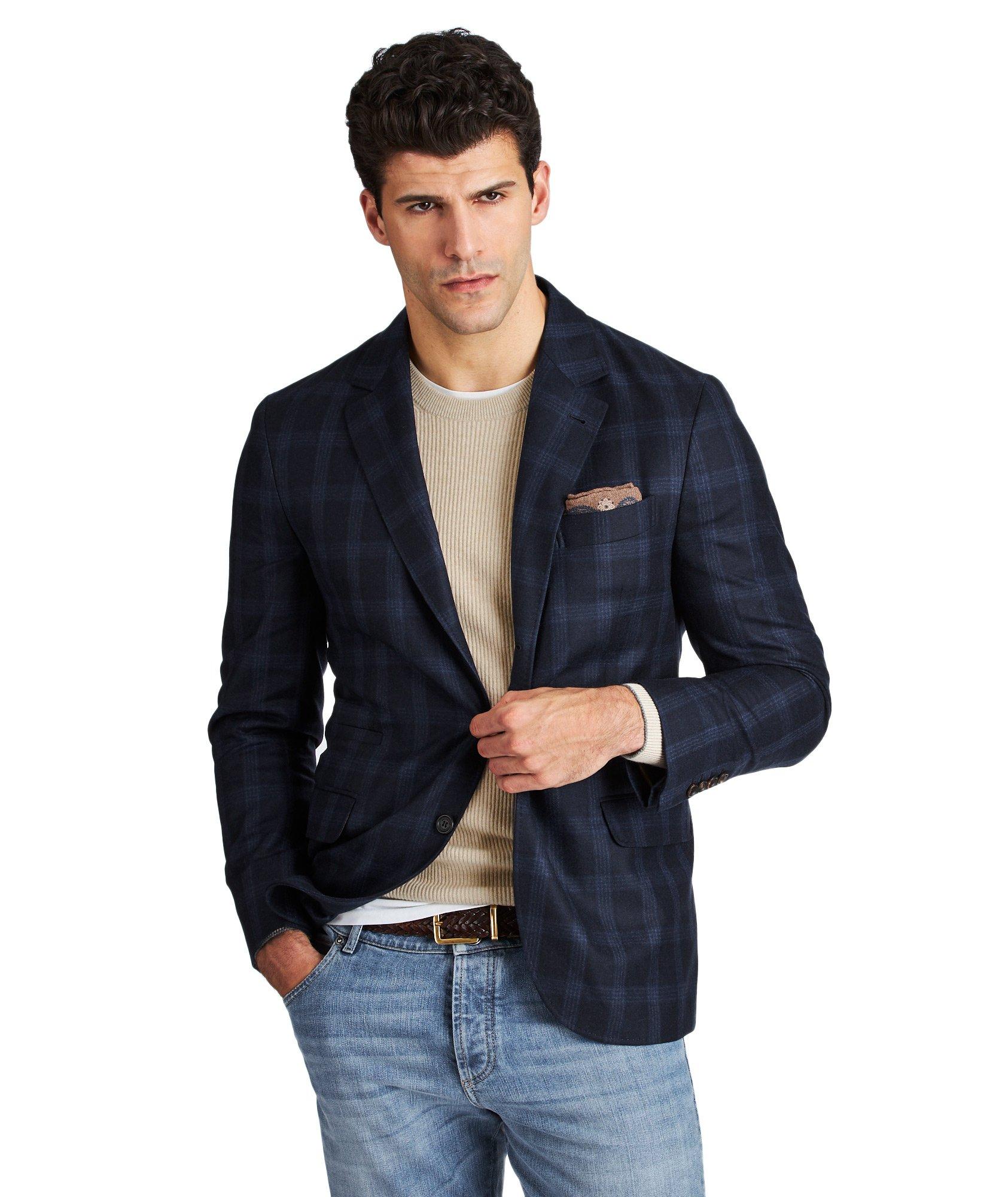 Unstructured Checked Virgin Wool Sports Jacket image 0