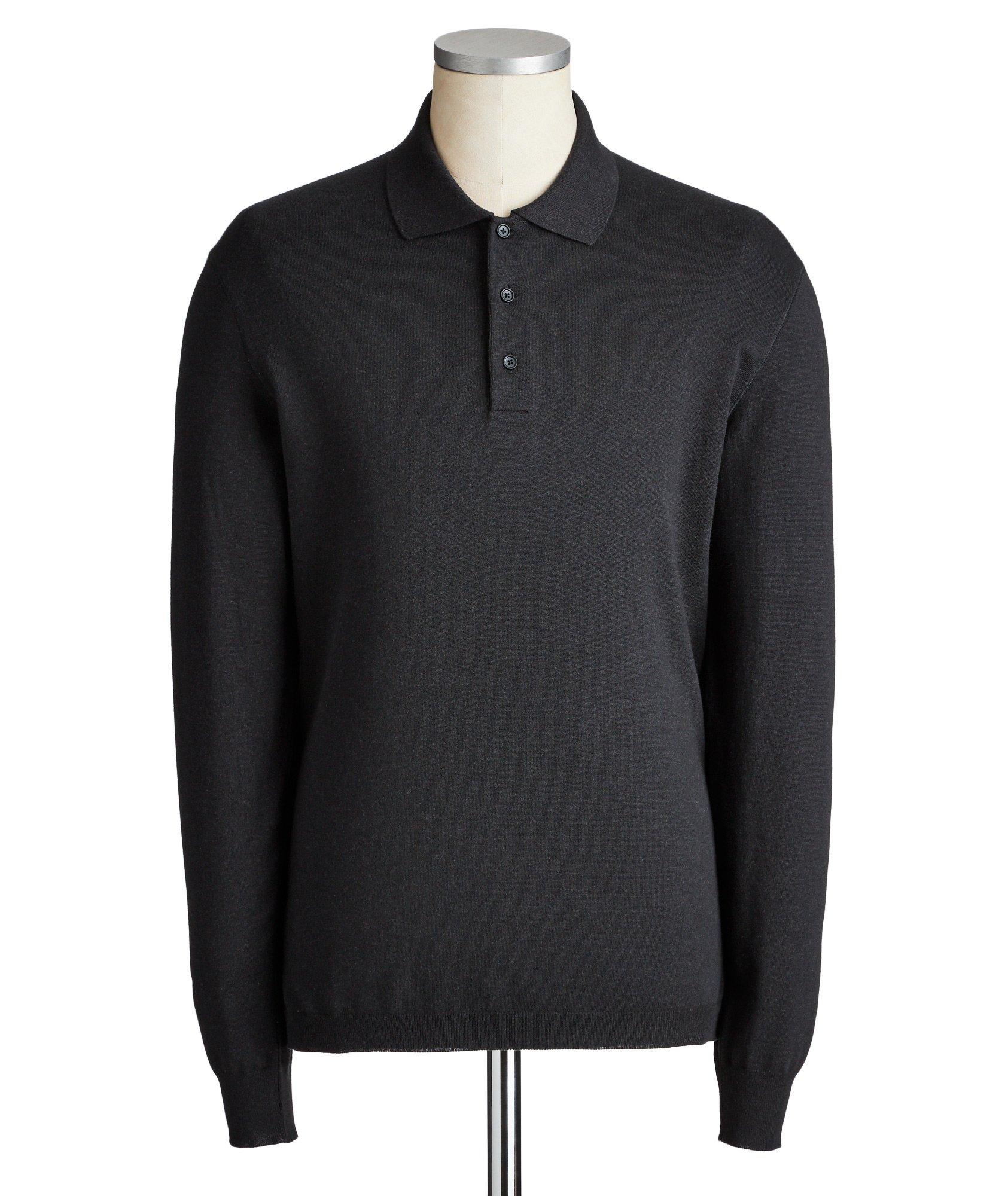 Long-Sleeve Cotton-Cashmere Polo image 0