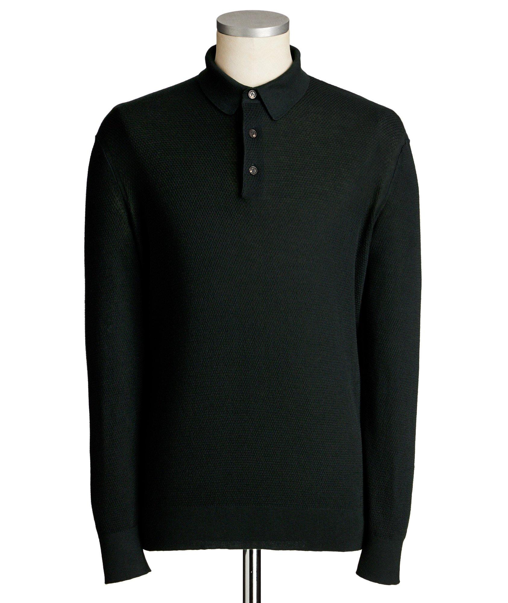 Long-Sleeve Cashmere-Silk Polo image 0