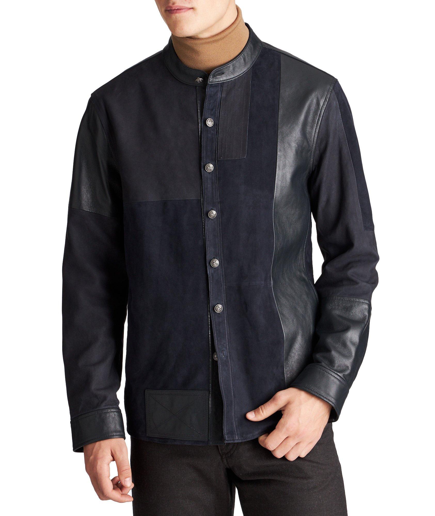 Patchwork Leather & Suede Shirt Jacket image 0