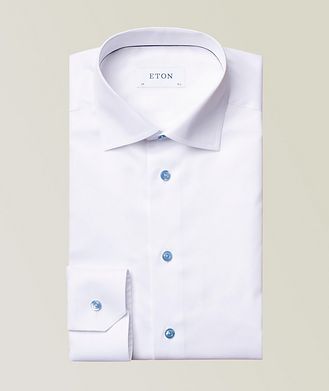 Eton Slim Fit Twill Shirt with Blue details