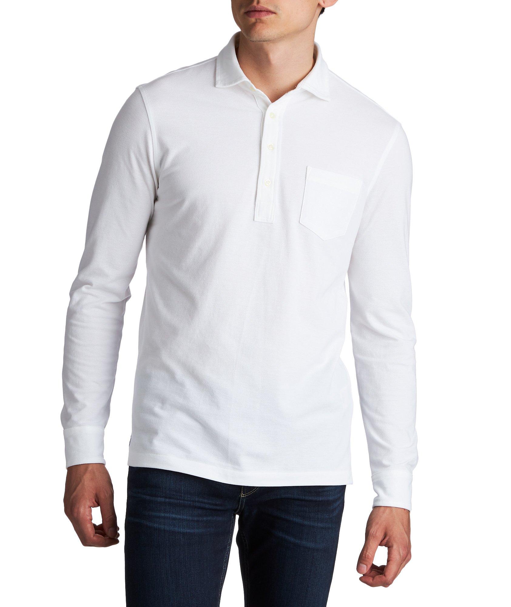 Long-Sleeve Cotton Piqué Polo image 0