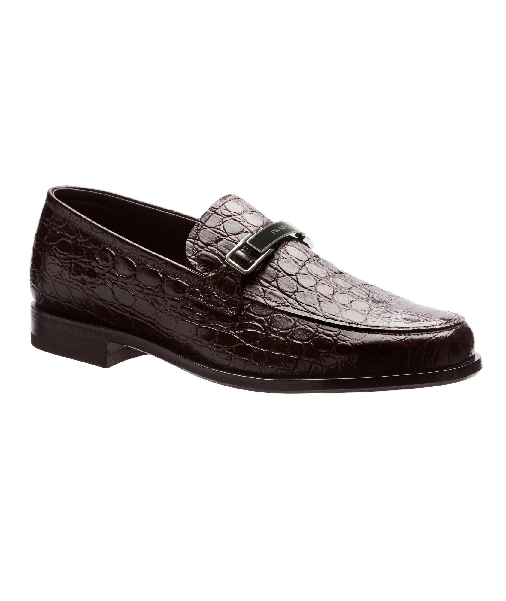 Crocodile-Embossed Leather Loafers image 0