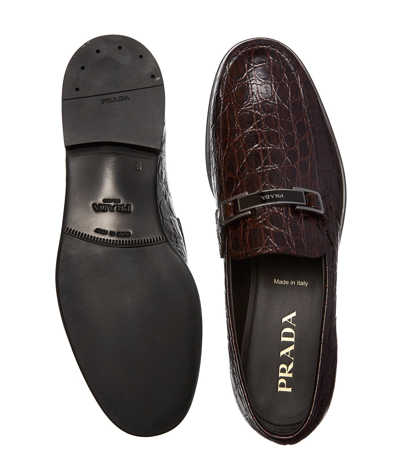 Crocodile-Embossed Leather Loafers image 2