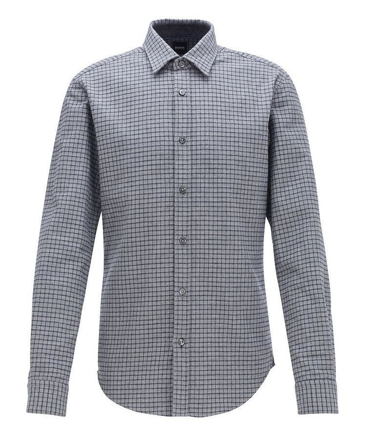 Slim Fit Windowpane-Printed Cotton-Flannel Shirt image 2