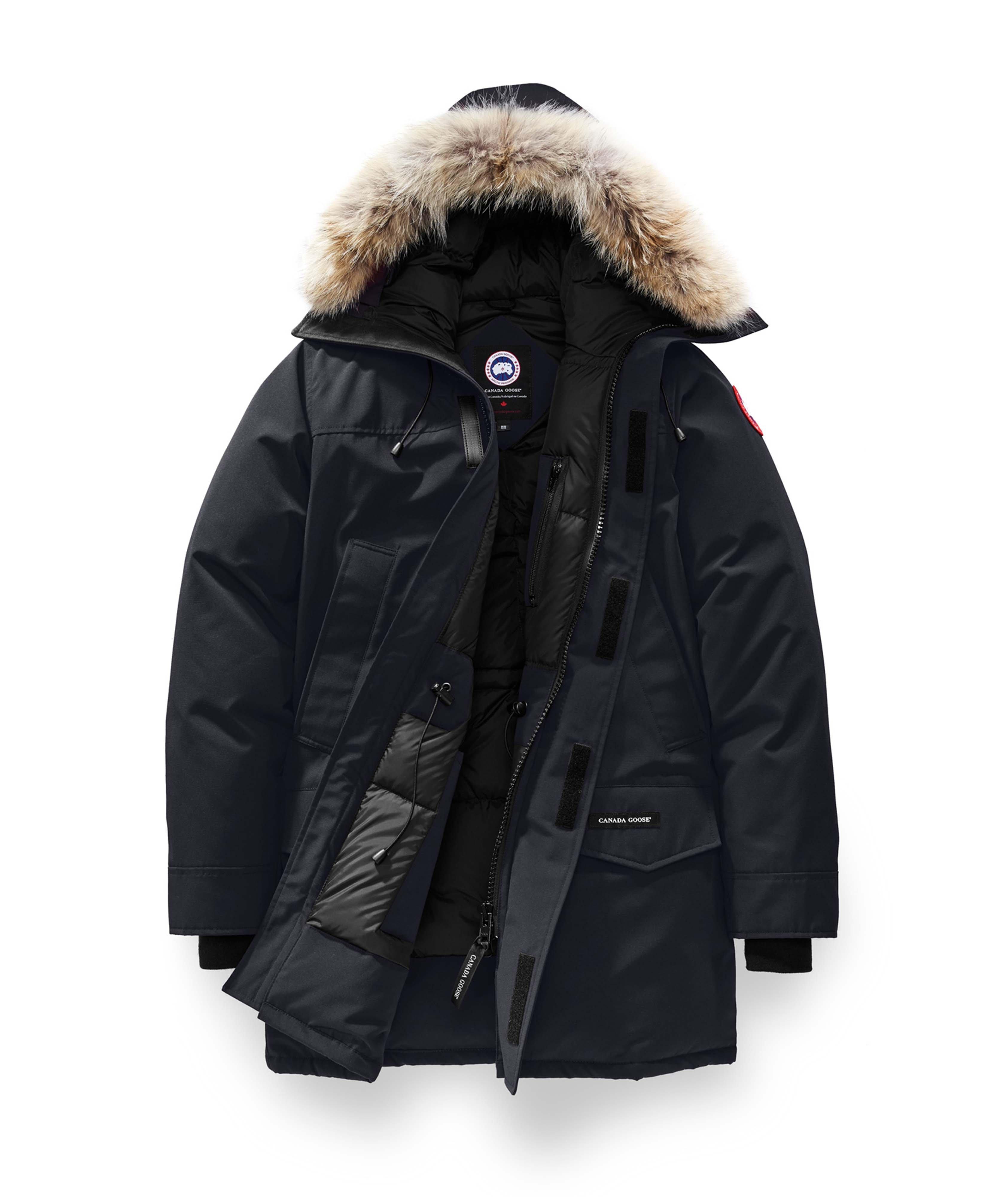 Langford slim fit down parka with genuine store coyote fur trim