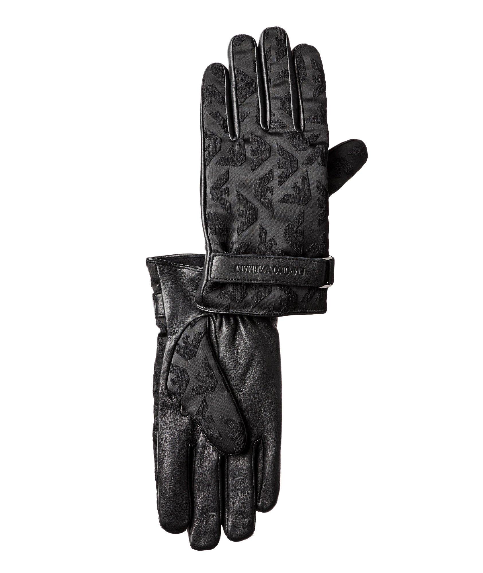 Logo-Embroidered Leather Gloves image 0