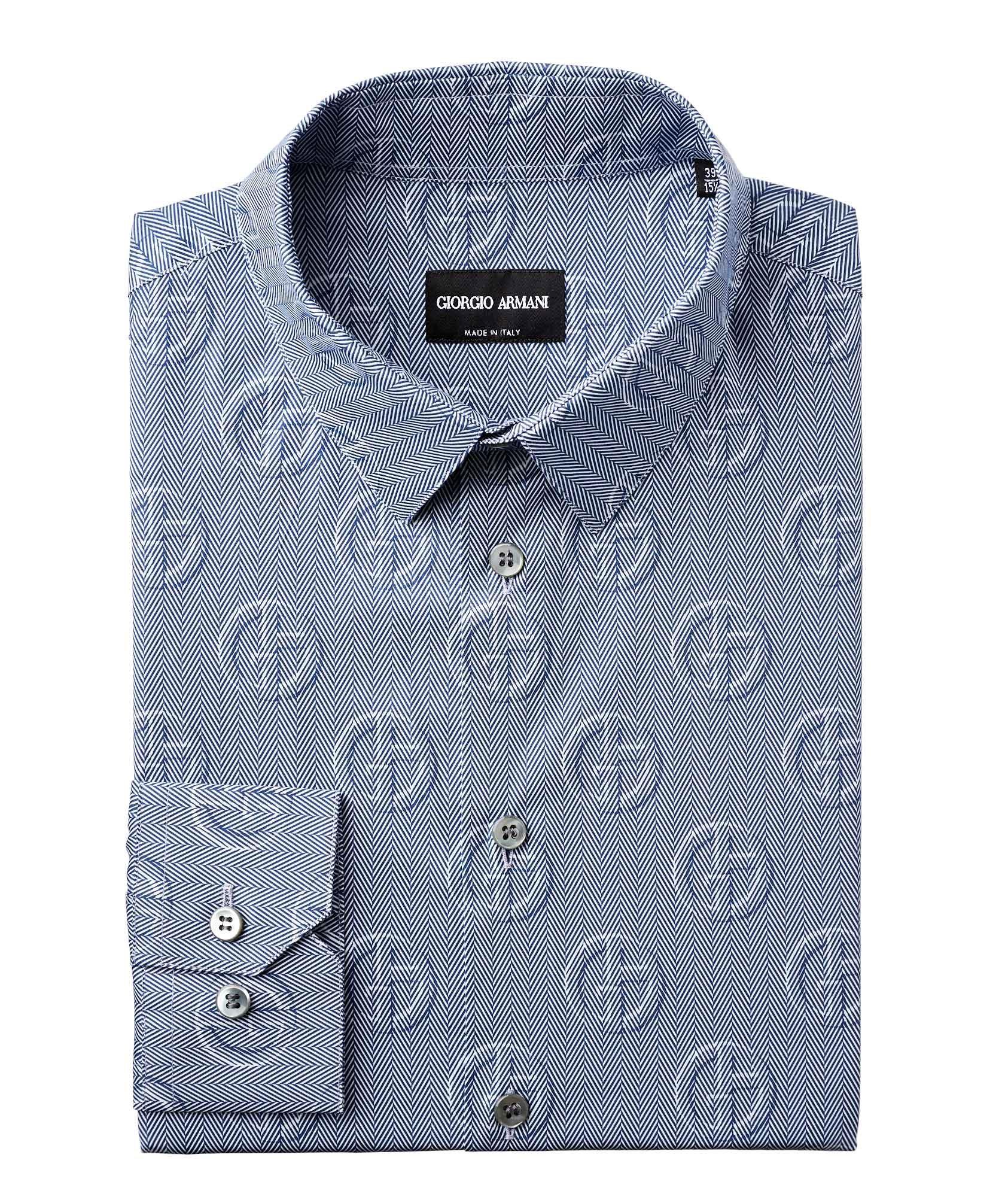 Herringbone & Logo Printed Cotton Shirt image 0