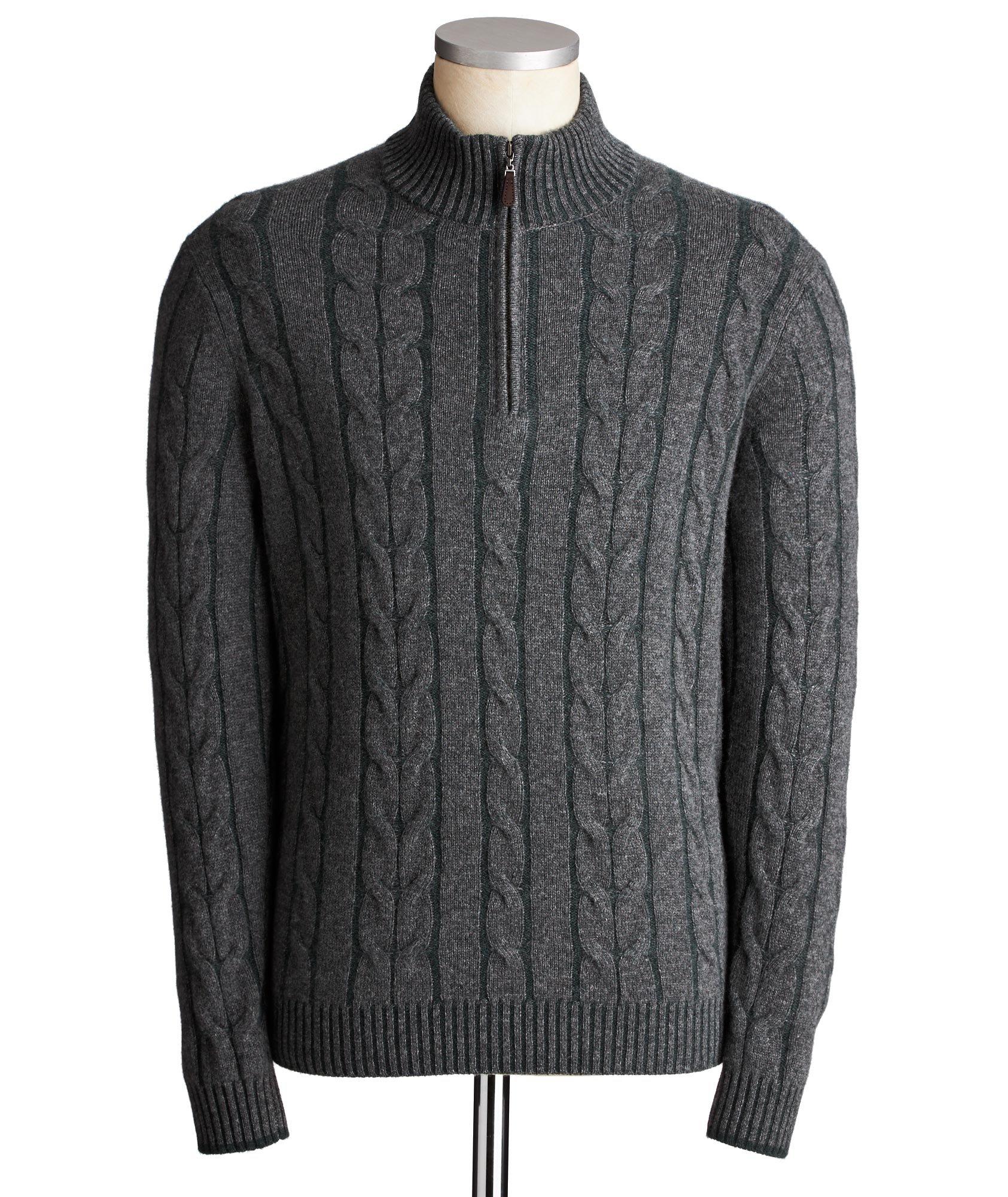 Half-Zip Cable Knit Cashmere Sweater image 0