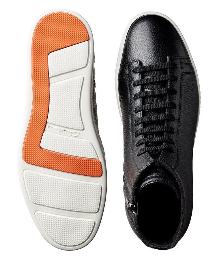High-Top Tumbled Calfskin Sneakers image 2