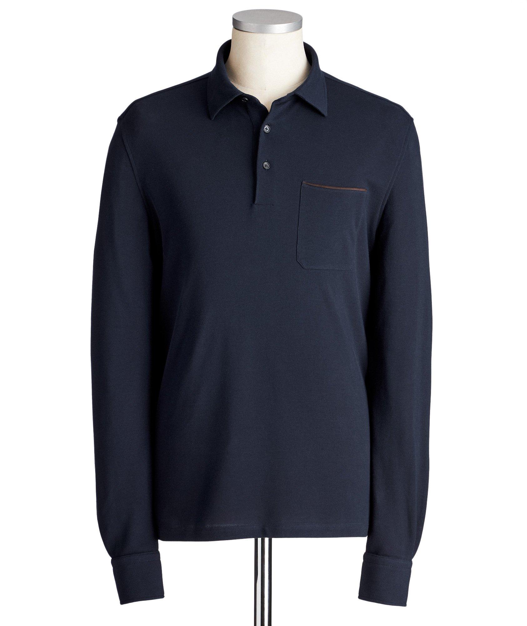 Long-Sleeve Cotton Polo image 0