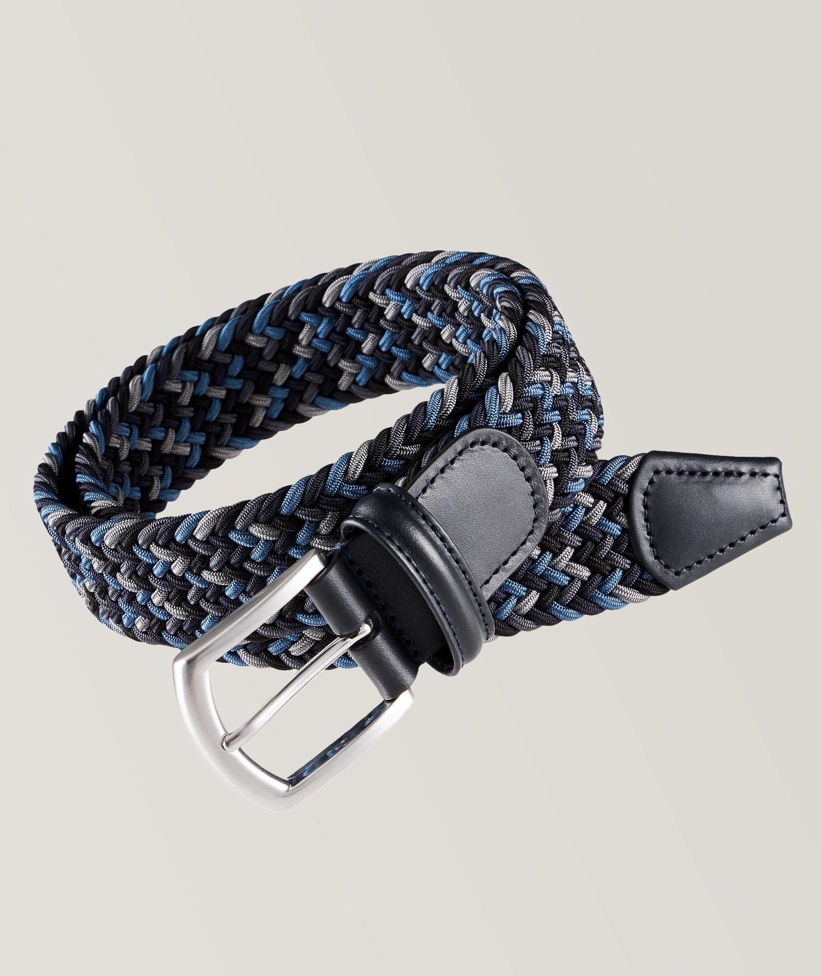 Elasticated braided leather belt Brown Anderson's