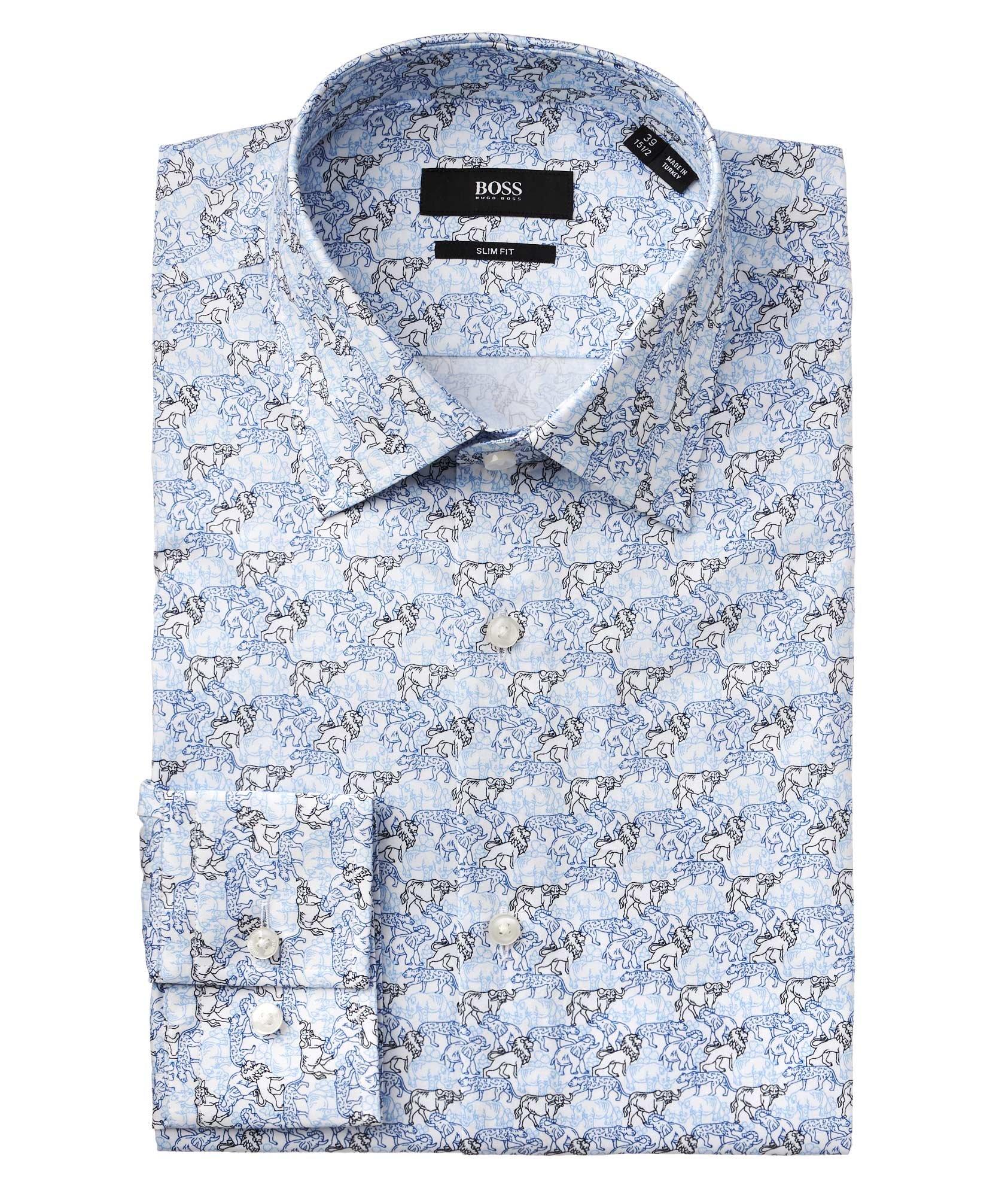 Slim Fit Printed Dress Shirt image 0