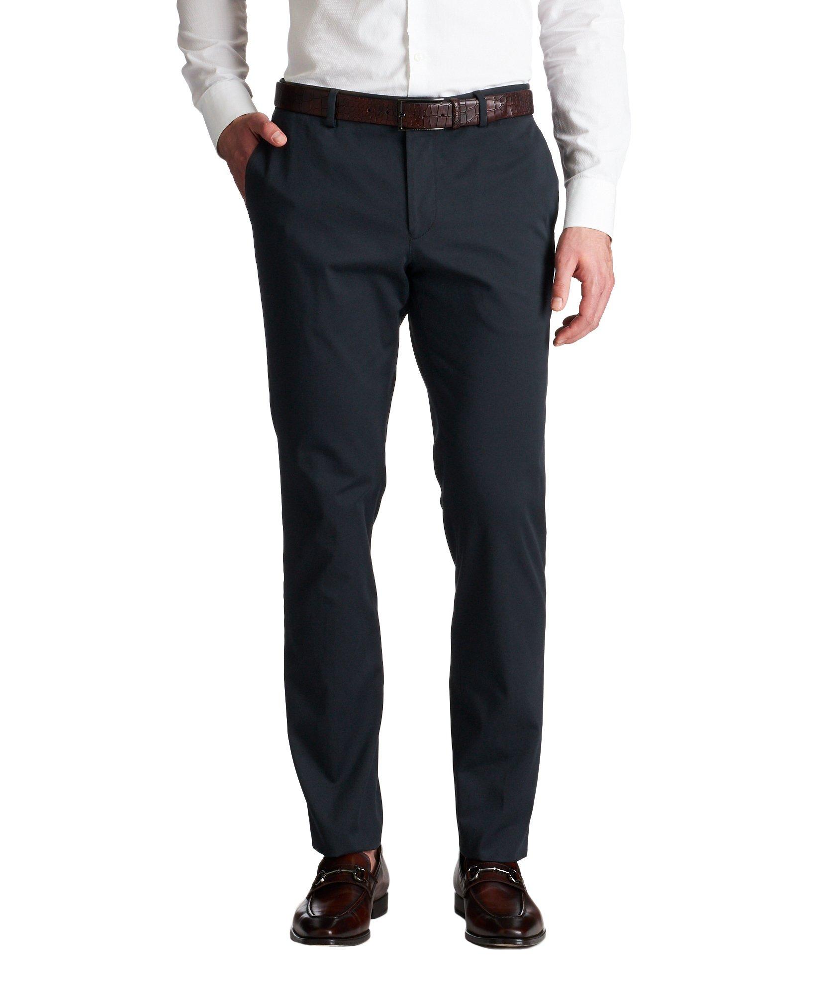 Pantalon habillé en coton extensible de coupe amincie image 0